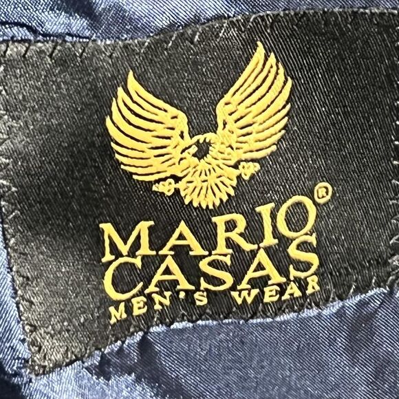 Mario Casas Suit Mens 54 Wool Blue Plaid Blazer Pants Set Super 200s Italy - Picture 7 of 14